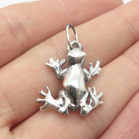 925 Sterling Silver Vintage Frog For Good Luck Charm Pendant