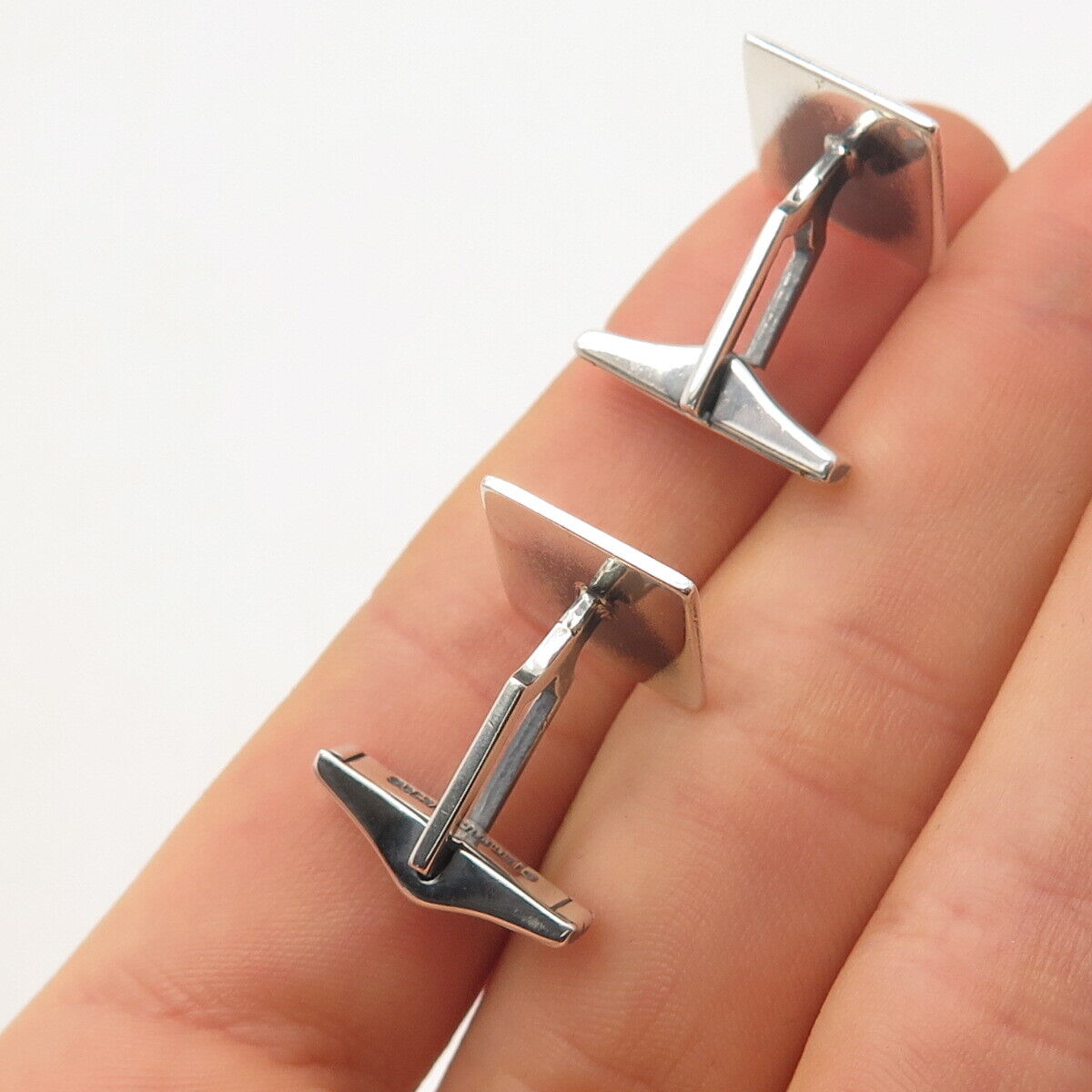 925 Sterling Silver Vintage Leaf Square Cufflinks