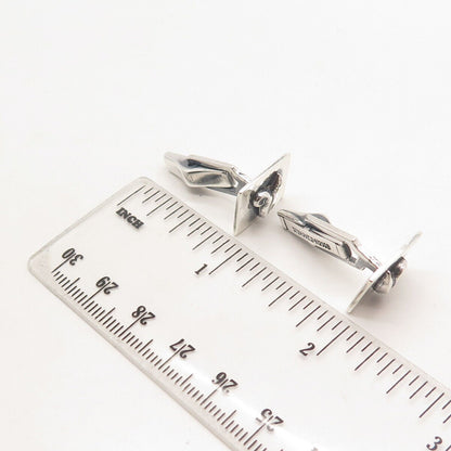 925 Sterling Silver Vintage Leaf Square Cufflinks