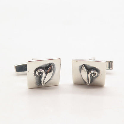 925 Sterling Silver Vintage Leaf Square Cufflinks