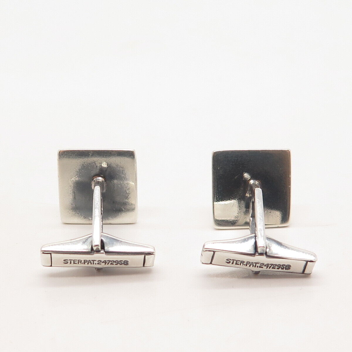 925 Sterling Silver Vintage Leaf Square Cufflinks