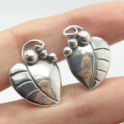 925 Sterling Silver Vintage Grape Leaf Screw Back Earrings