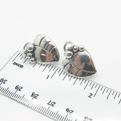 925 Sterling Silver Vintage Grape Leaf Screw Back Earrings