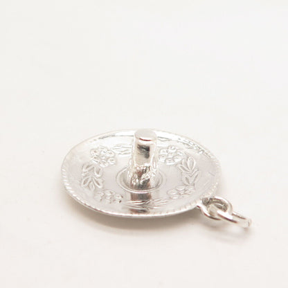 925 Sterling Silver Vintage Floral Plate Charm Pendant