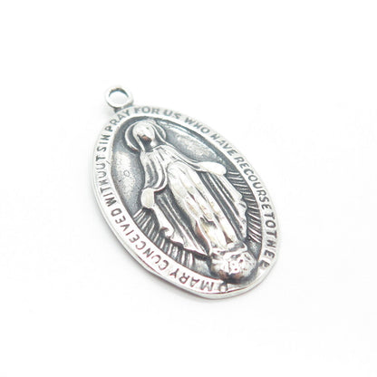 925 Sterling Silver Vintage Shube Virgin Mary Pendant