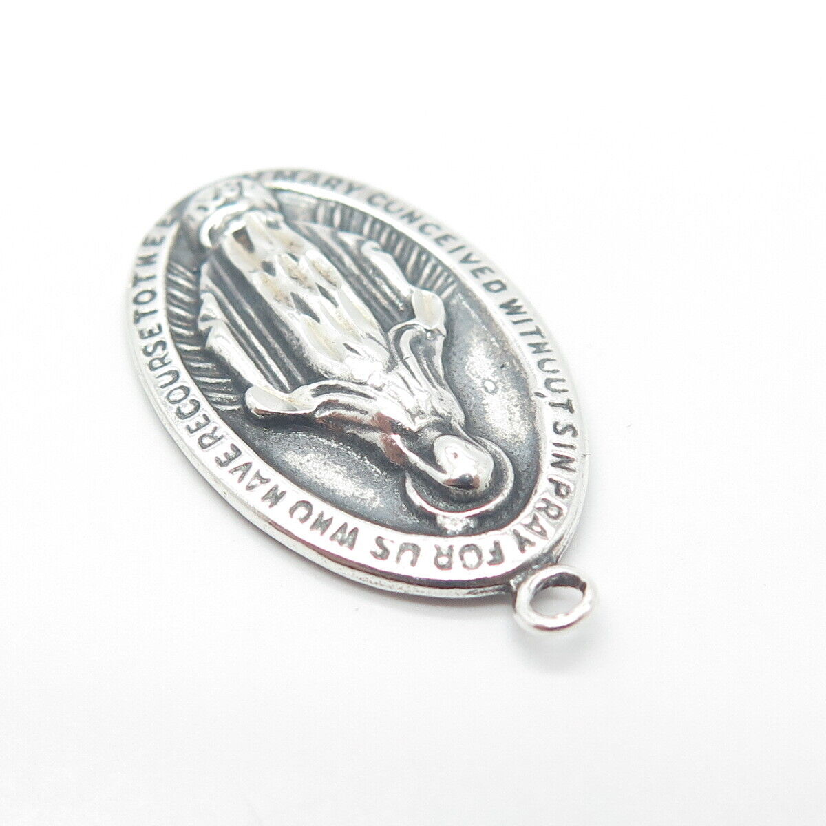 925 Sterling Silver Vintage Shube Virgin Mary Pendant