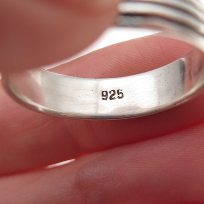 925 Sterling Silver Vintage Lined Oxidized Band Ring Size 13
