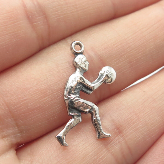 925 Sterling Silver Vintage Basketball Player Charm Pendant