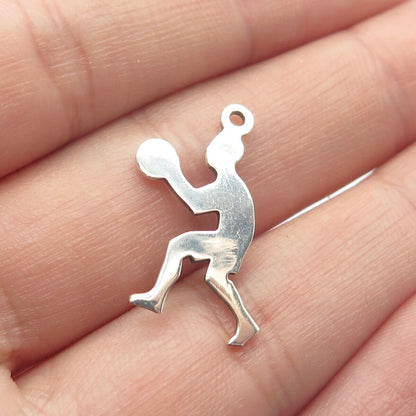 925 Sterling Silver Vintage Basketball Player Charm Pendant