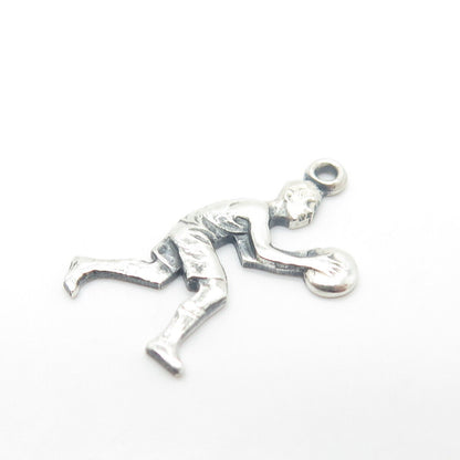 925 Sterling Silver Vintage Basketball Player Charm Pendant