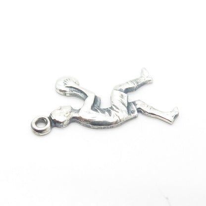 925 Sterling Silver Vintage Basketball Player Charm Pendant