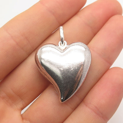 925 Sterling Silver Vintage Hollow Heart Pendant