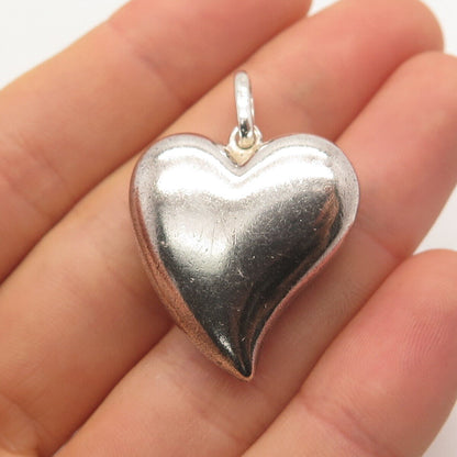 925 Sterling Silver Vintage Hollow Heart Pendant