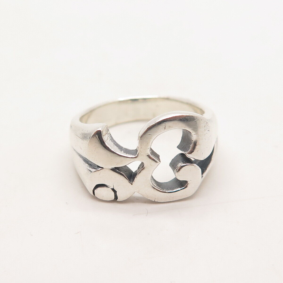 925 Sterling Silver Vintage Modernist Ring Size 5.75