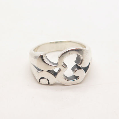 925 Sterling Silver Vintage Modernist Ring Size 5.75