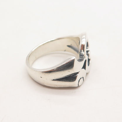 925 Sterling Silver Vintage Modernist Ring Size 5.75