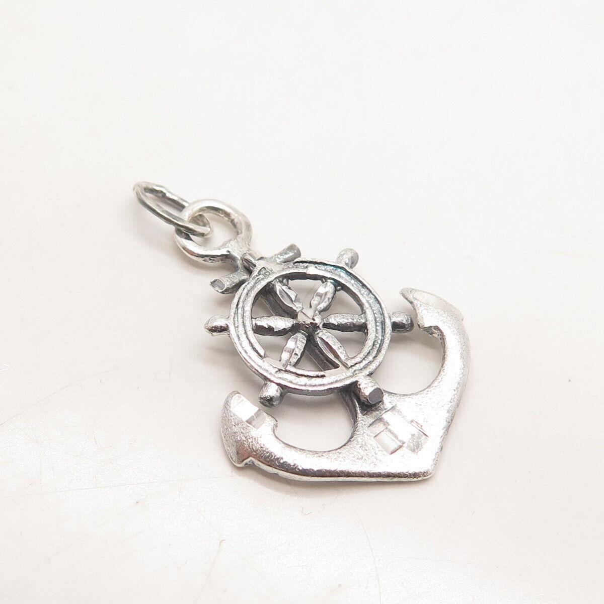 925 Sterling Silver Vintage Anchor & Steering Wheel Pendant