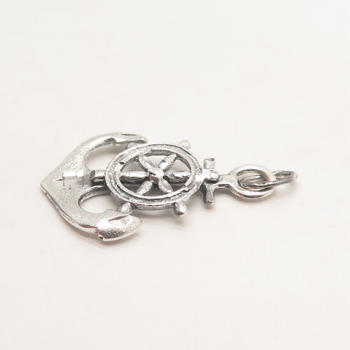 925 Sterling Silver Vintage Anchor & Steering Wheel Pendant