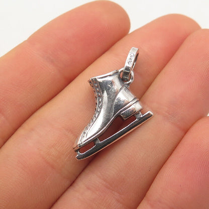 925 Sterling Silver Vintage Skate 3D Pendant