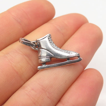 925 Sterling Silver Vintage Skate 3D Pendant