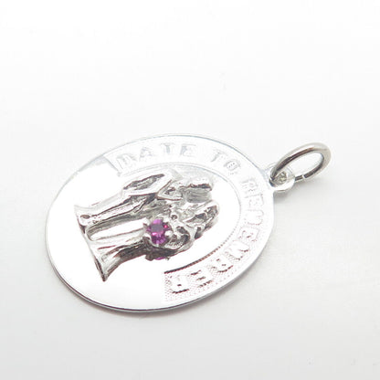 925 Sterling Silver Vintage Jeanor Amethyst Gem "A Date to Remember" Pendant