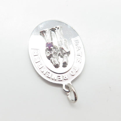 925 Sterling Silver Vintage Jeanor Amethyst Gem "A Date to Remember" Pendant