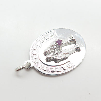 925 Sterling Silver Vintage Jeanor Amethyst Gem "A Date to Remember" Pendant