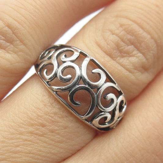 925 Sterling Silver Vintage Ornate Swirl Ring Size 6.25