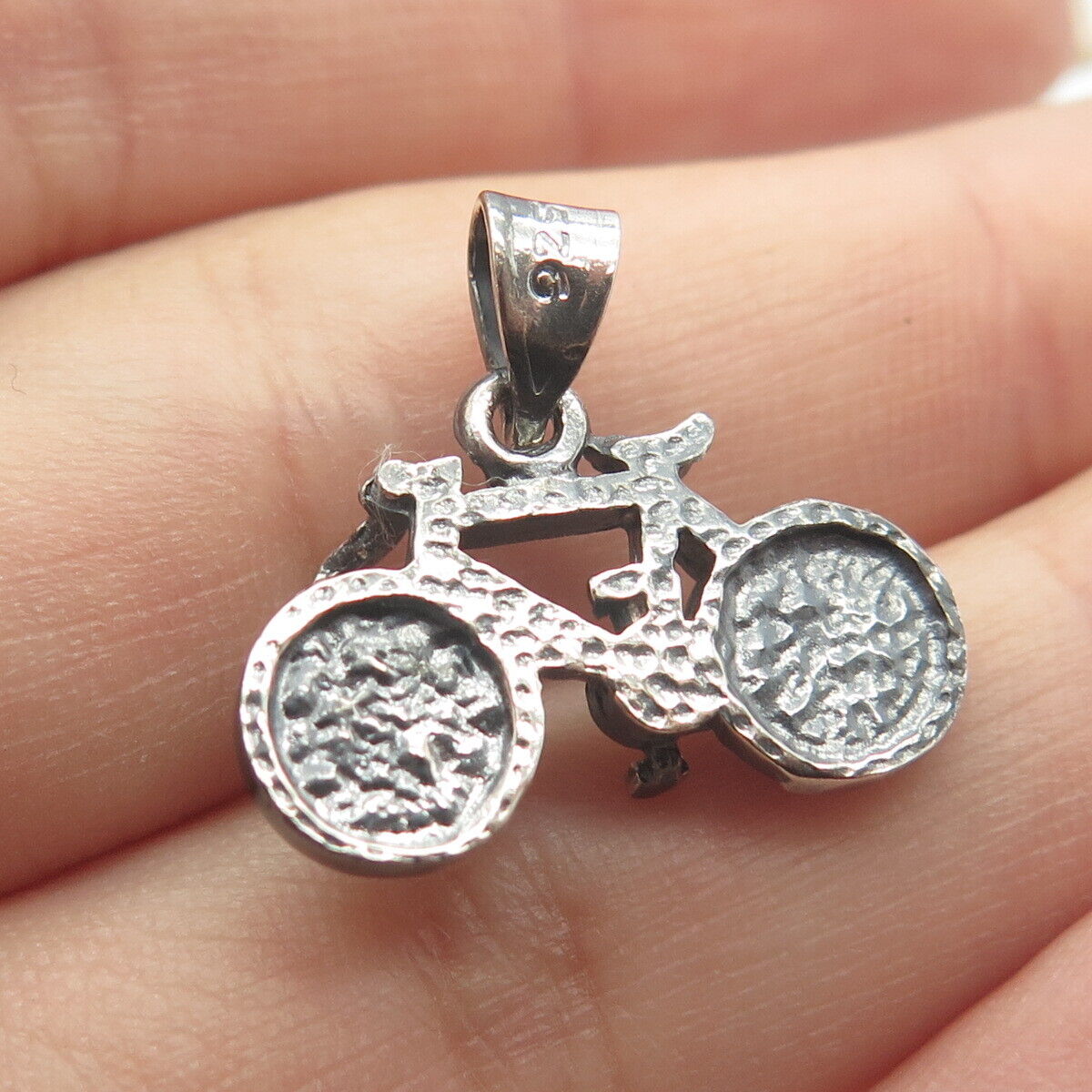 925 Sterling Silver Vintage Bicycle 3D Pendant