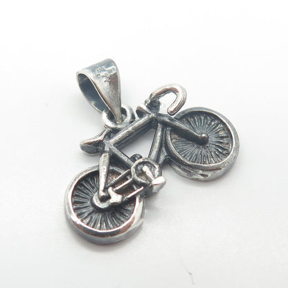 925 Sterling Silver Vintage Bicycle 3D Pendant