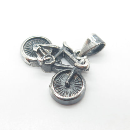 925 Sterling Silver Vintage Bicycle 3D Pendant