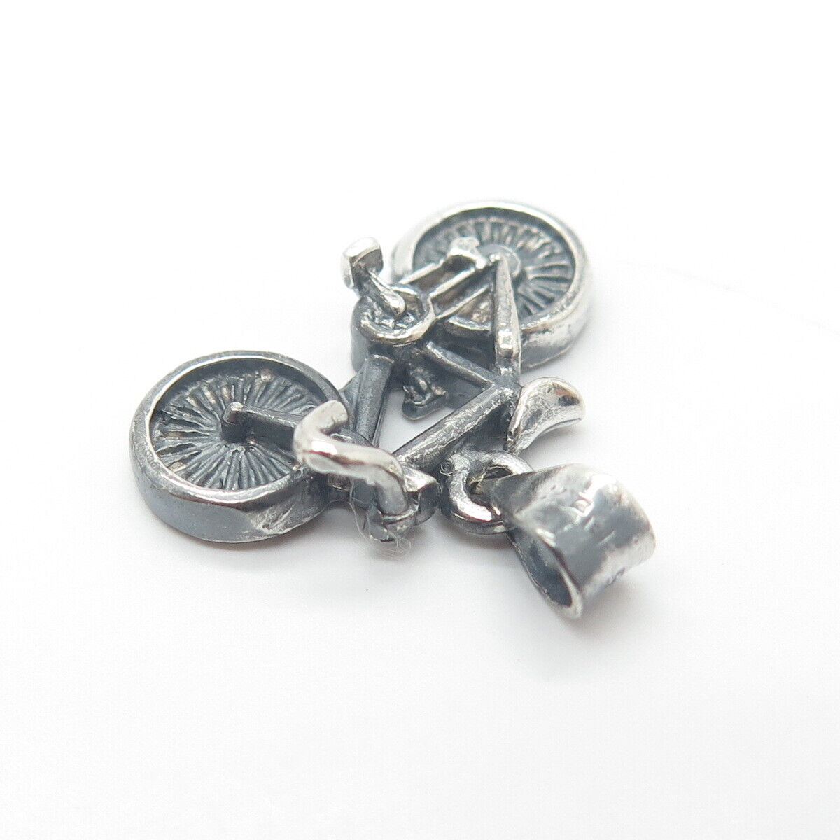 925 Sterling Silver Vintage Bicycle 3D Pendant