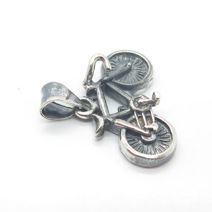 925 Sterling Silver Vintage Bicycle 3D Pendant