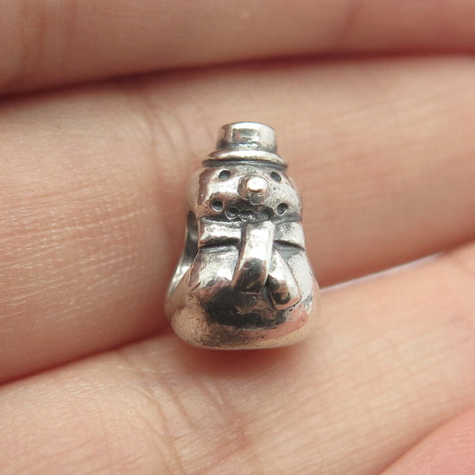 925 Sterling Silver Pandora Snowman Bead Charm