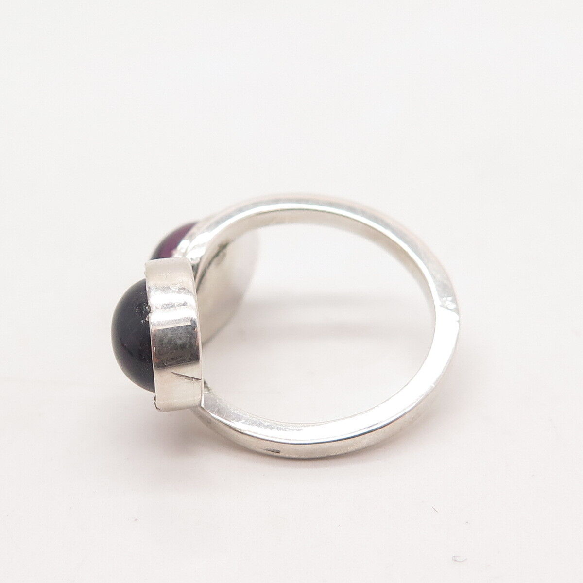 900 Silver Vintage Real Amethyst Gem Bypass Ring Size 5.5