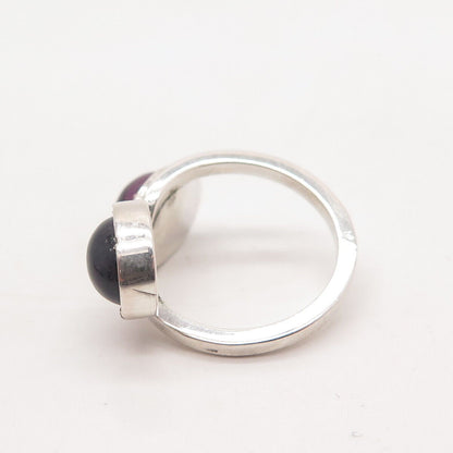 900 Silver Vintage Real Amethyst Gem Bypass Ring Size 5.5