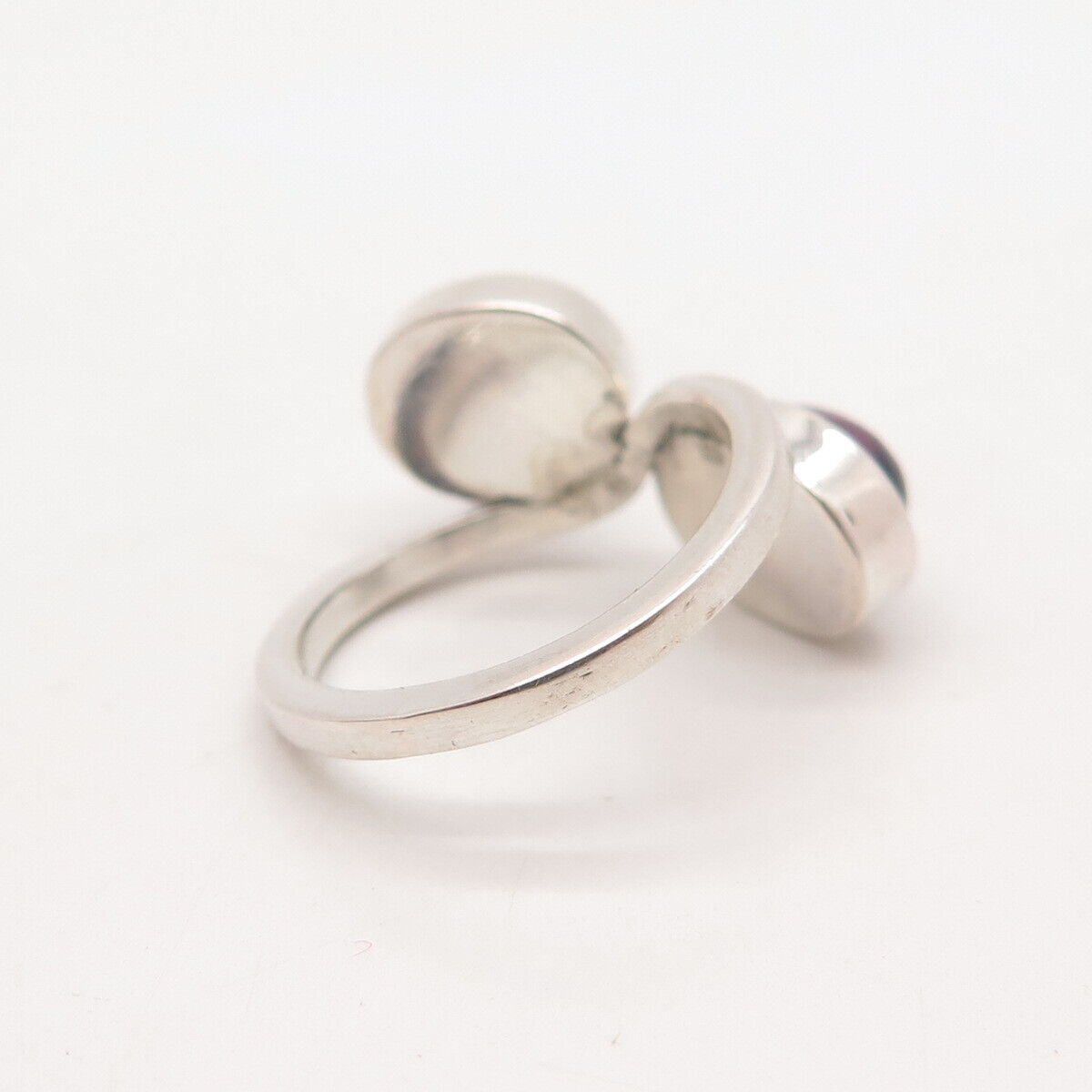 900 Silver Vintage Real Amethyst Gem Bypass Ring Size 5.5