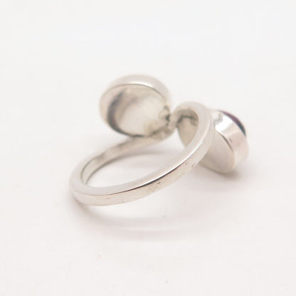 900 Silver Vintage Real Amethyst Gem Bypass Ring Size 5.5