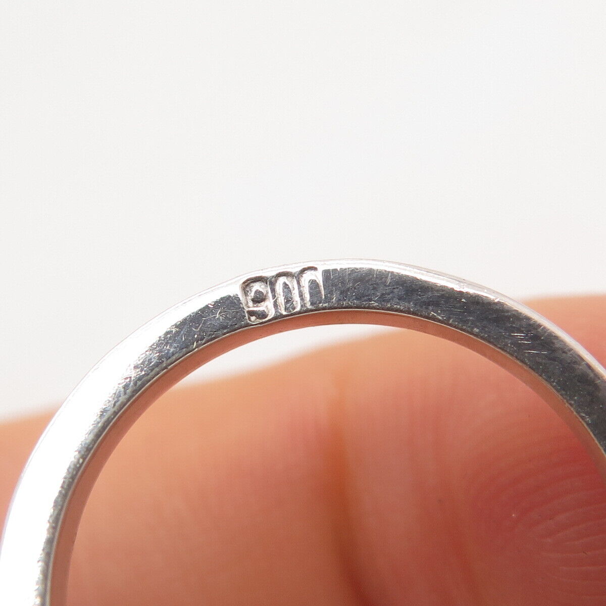 900 Silver Vintage Real Amethyst Gem Bypass Ring Size 5.5