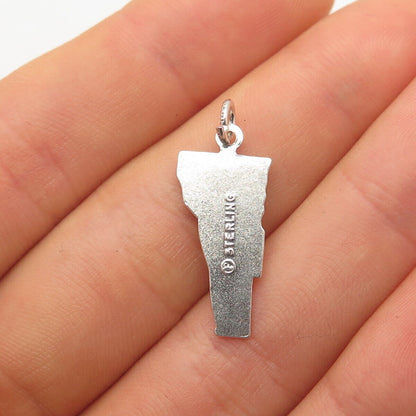 925 Sterling Silver Vintage "Vermont" Map Pendant