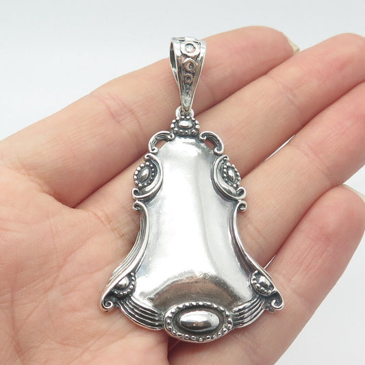 925 Sterling Silver Vintage USA Ornate Bell Pendant