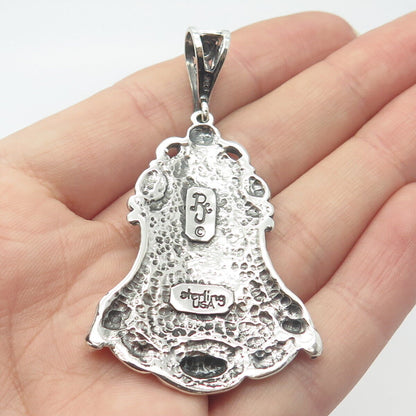 925 Sterling Silver Vintage USA Ornate Bell Pendant