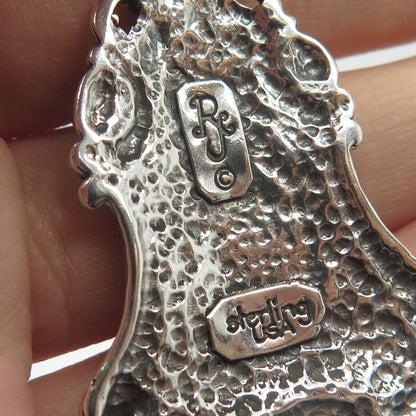 925 Sterling Silver Vintage USA Ornate Bell Pendant