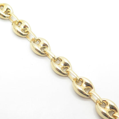 925 Sterling Silver Gold Plated C Z Anchor Mariner Link Bracelet 8.75"