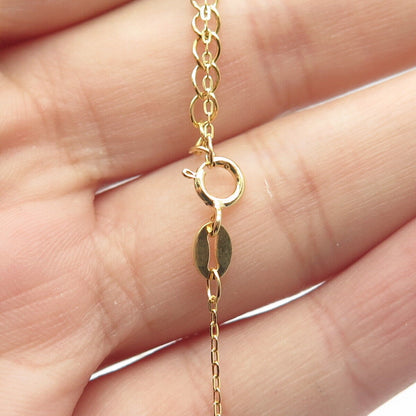 925 Sterling Silver Gold Plated C Z Pulse / Heartbeat Cable Chain Necklace 16"