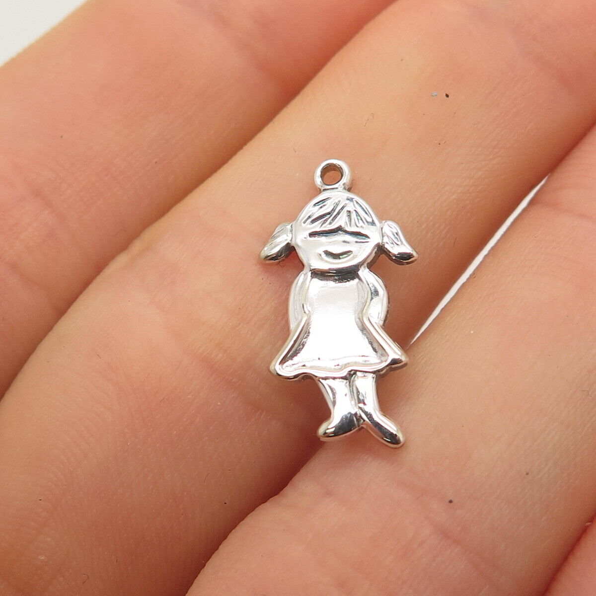 925 Sterling Silver Vintage Girl Charm Pendant