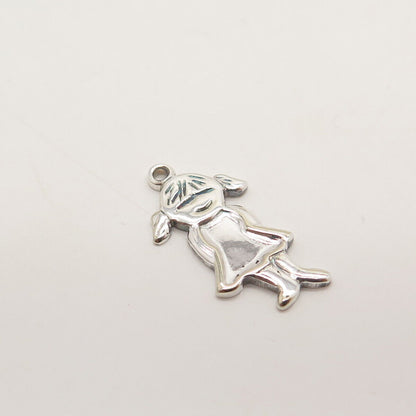 925 Sterling Silver Vintage Girl Charm Pendant