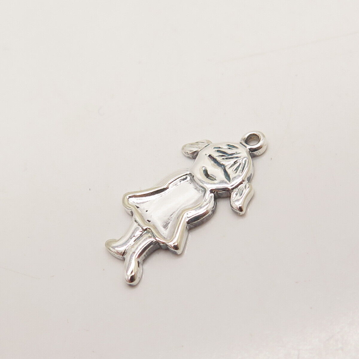 925 Sterling Silver Vintage Girl Charm Pendant