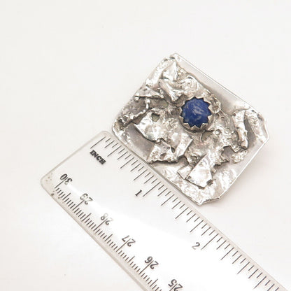 925 Sterling Silver Vintage PAOLA Real Lapis Lazuli Gemstone Pin Brooch