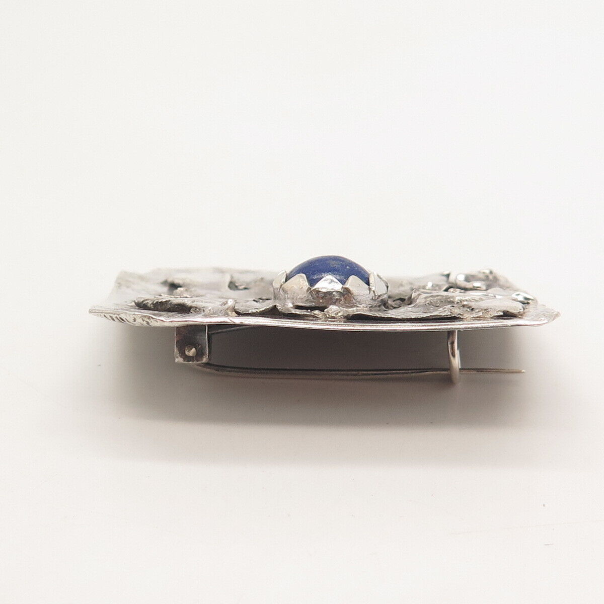 925 Sterling Silver Vintage PAOLA Real Lapis Lazuli Gemstone Pin Brooch